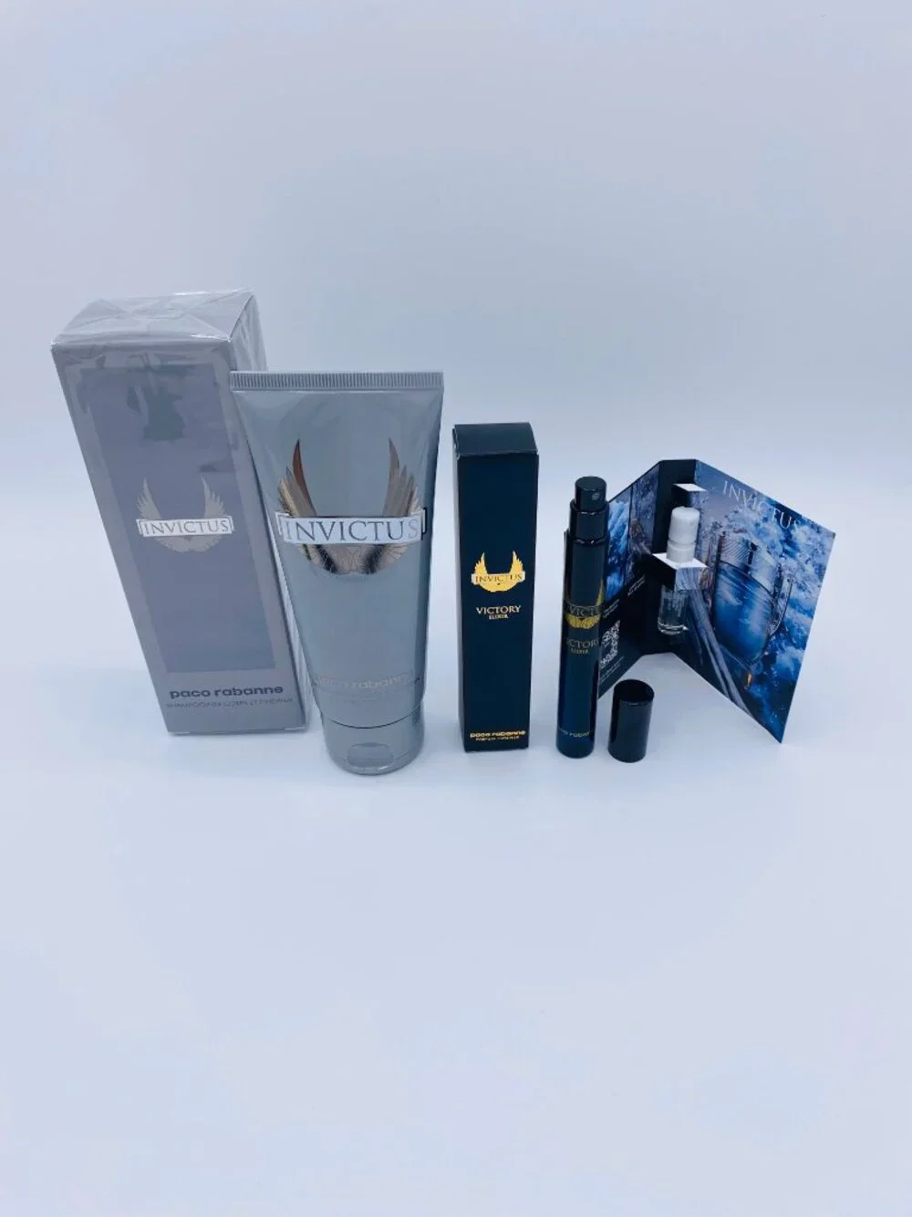 Paco Rabanne Invictus Gift Set-Shampoo 100ml,Spray 10ml&Sample-3pc-BOXED-NEW